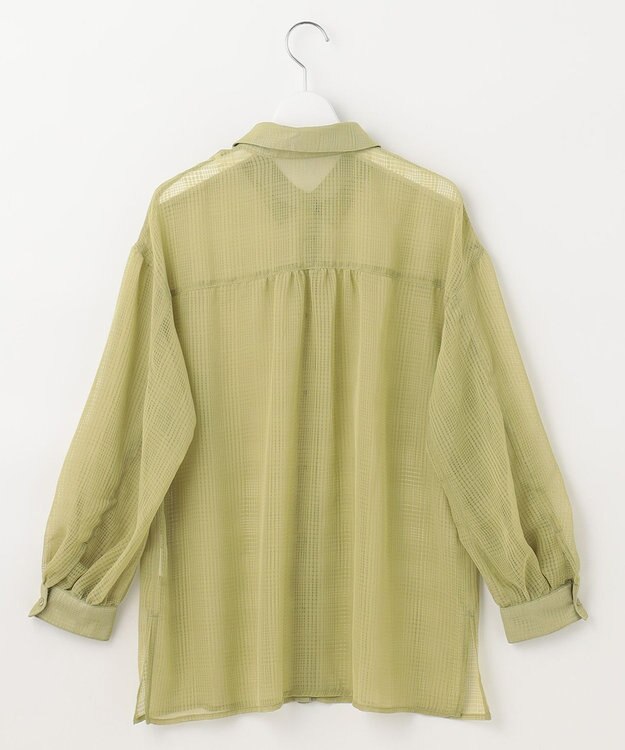 Feroux シアーチェック ブラウス ライトグリーン系