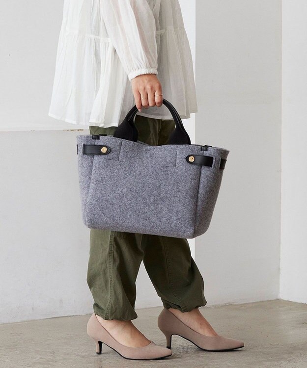 TOPKAPI 【TREASURE TOPKAPI】イタリアンフェルト サイドベルト トートバッグ グレー