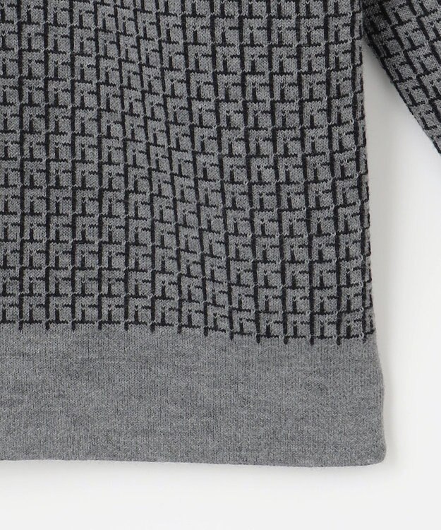 自由区 【洗える】リバーシブルニット セットアップ(カーディガン×タイトスカート) グレー×ブラック