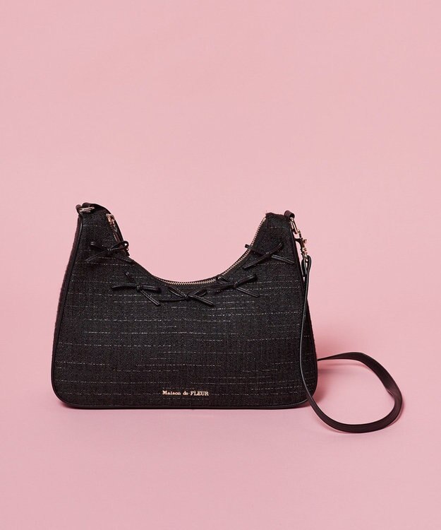 Maison de FLEUR ナローリボンショルダーバッグ Black