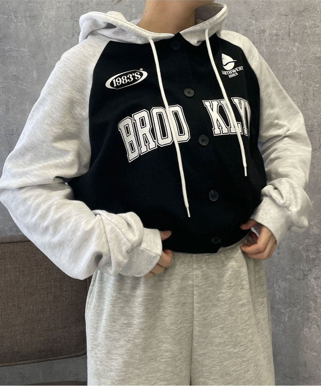 WEGO カレッジカットパーカー ブラック