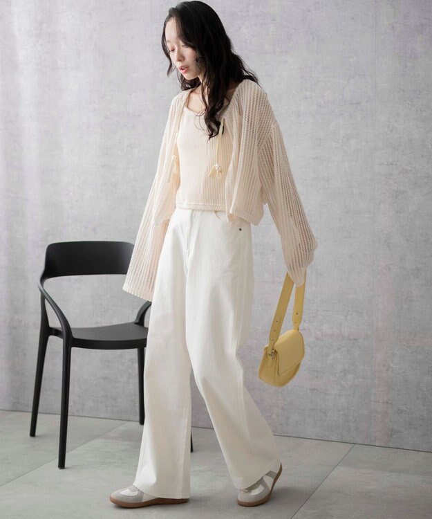 WEGO 【新色追加/美脚/XS～Lサイズ展開】ストレートデニムパンツ ホワイト