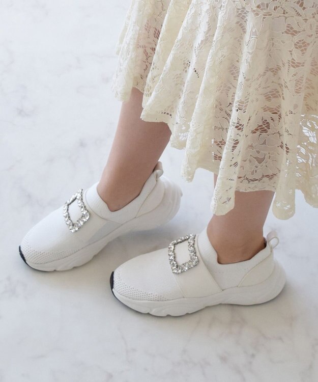 Bridget Birkin 【Bridget Birkin】ビジューバックルニットスニーカー ホワイト