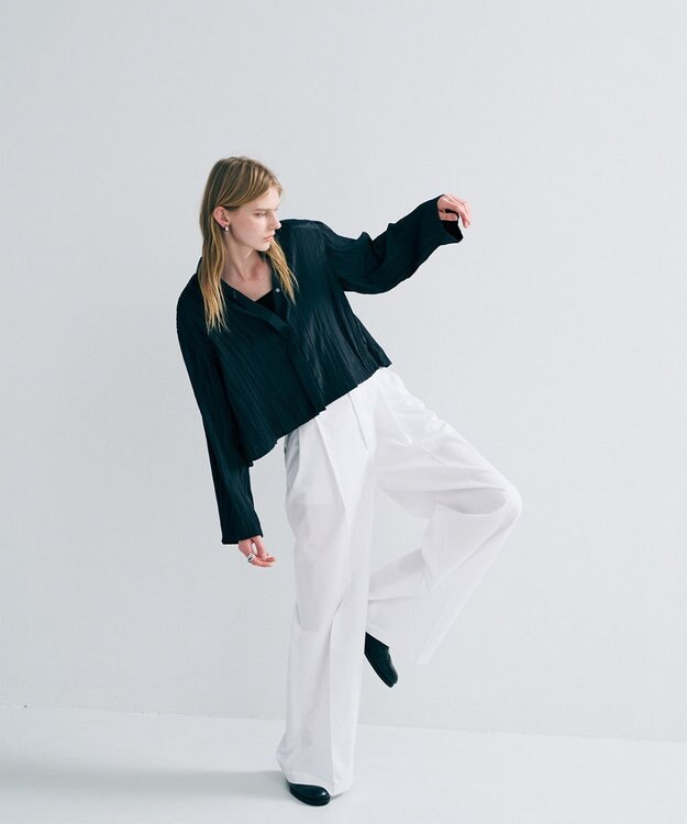 uncrave コットンクロスプレーン ワイドトラウザー オフ