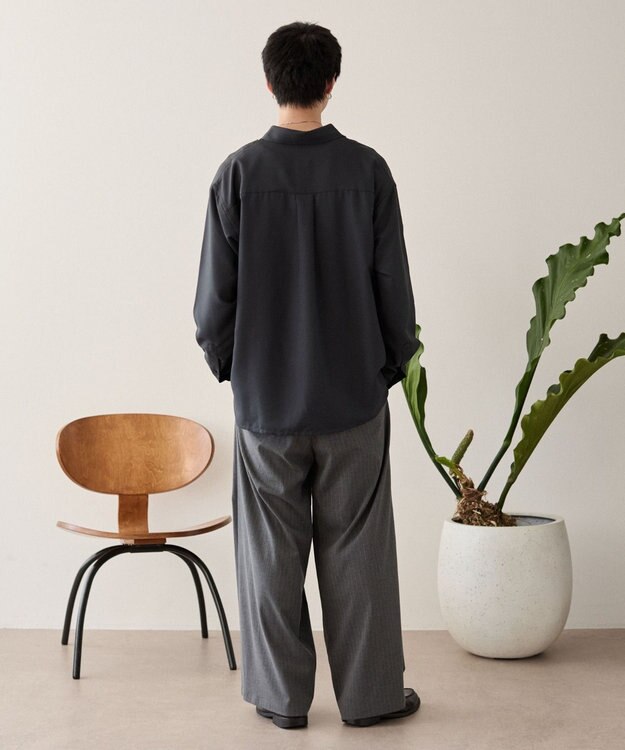 WEGO ルーズシルエットボックスシャツ（LS） ブラック中濃色