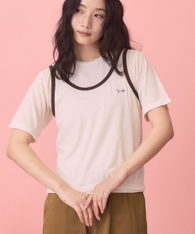 AMERICAN HOLIC 【PENNEY'S】配色タンクトップ+Tシャツ Ivory