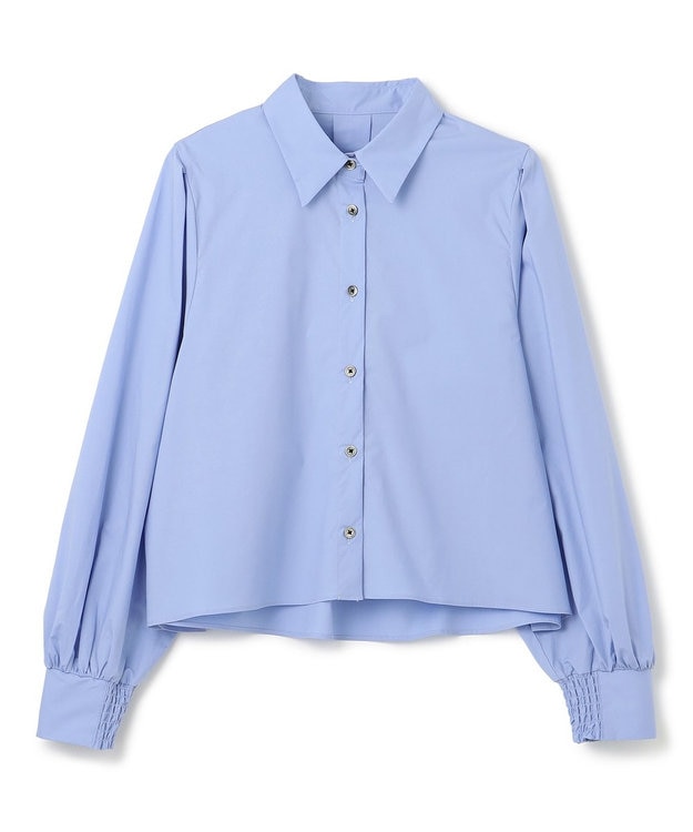 UNFILO L ボリュームスリーブ クロップドシャツ ブルー