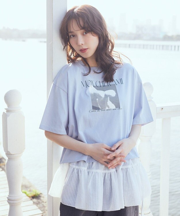 earth music&ecology シアーストライプラップスカート Off White