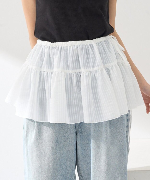 earth music&ecology シアーストライプラップスカート Off White