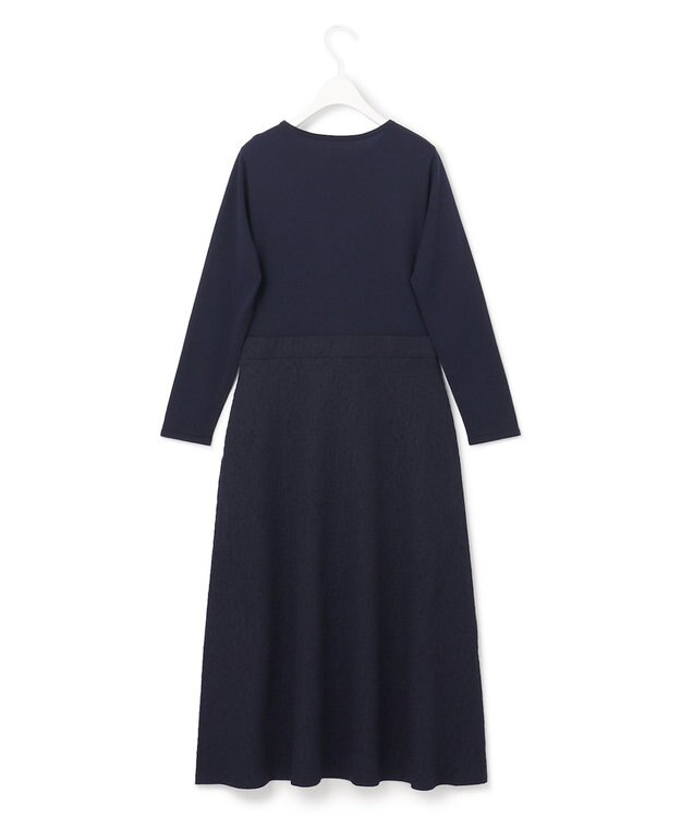 ICB 【洗える】 ニットコンビジャガード ワンピース ネイビー系