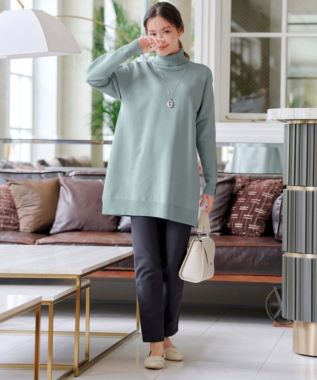 Tiaclasse 【安田美沙子さん着用・新色追加・日本製】すふれ起毛ストレートパンツ チャコールグレー