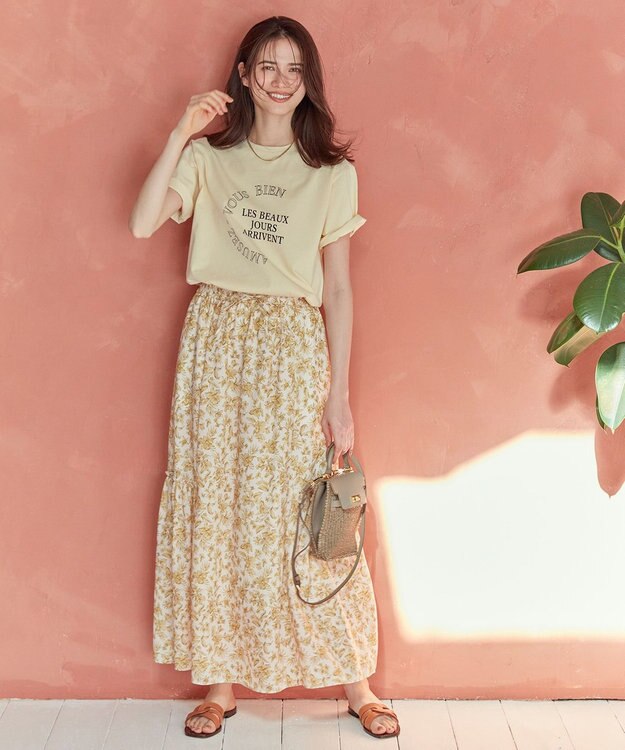23区 【SLOW/一部店舗限定】ボタニカルプリント スカート イエロー系5
