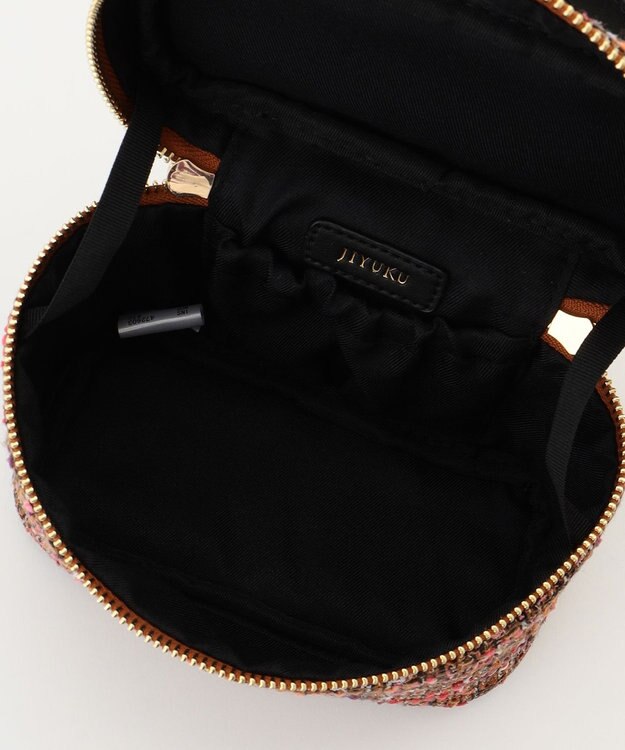 自由区 ラメノットファンシーツイードヴァニティ バッグ オレンジ系