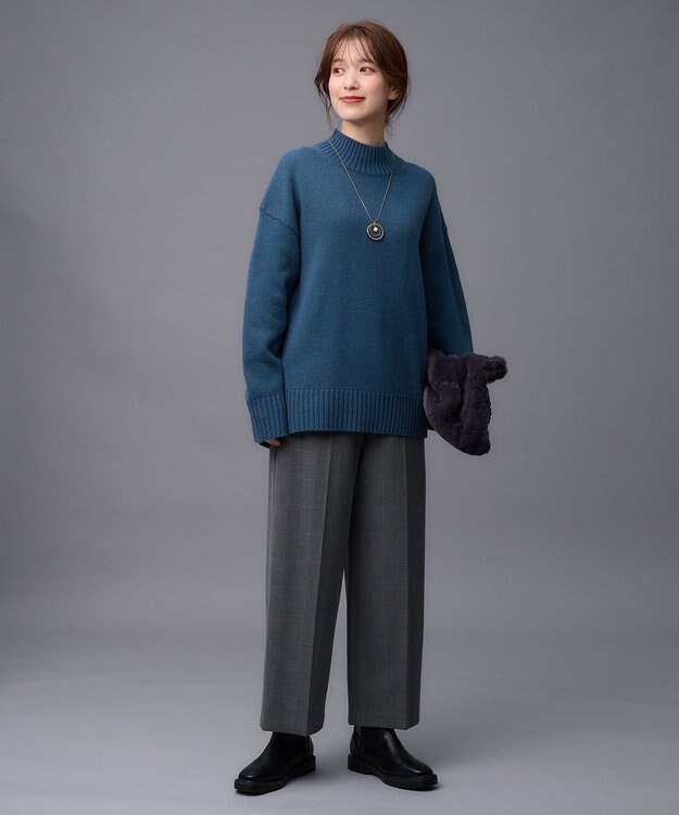 ANY ギャザーハンドルファートートバッグ チャコールグレー