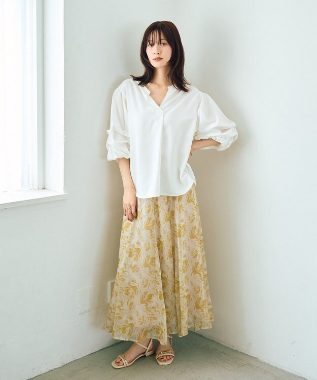 YECCA VECCA タックスリーブスキッパーブラウス Off White