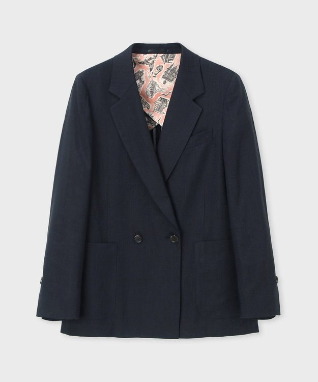 Paul Smith レーヨンリネン ダブルジャケット ネイビー
