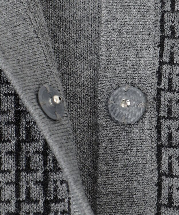 自由区 【洗える】リバーシブルニット セットアップ(カーディガン×タイトスカート) グレー×ブラック