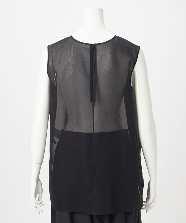 23区 【GOLD LABEL】コットンオーガンジー ジレコンビ ブラウス ブラック系