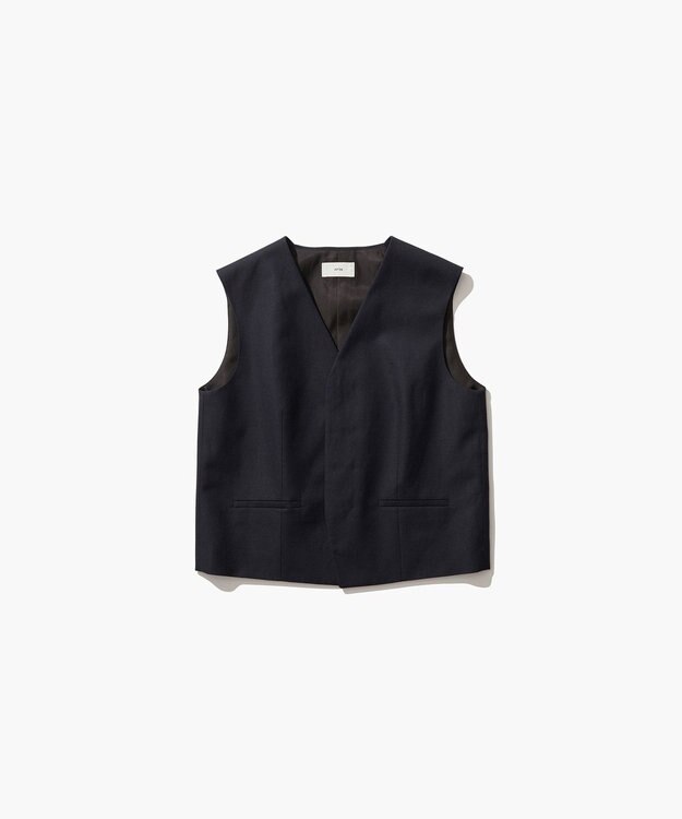 ATON WOOL LINEN SHRKSKIN | ウエストコート DARK NAVY