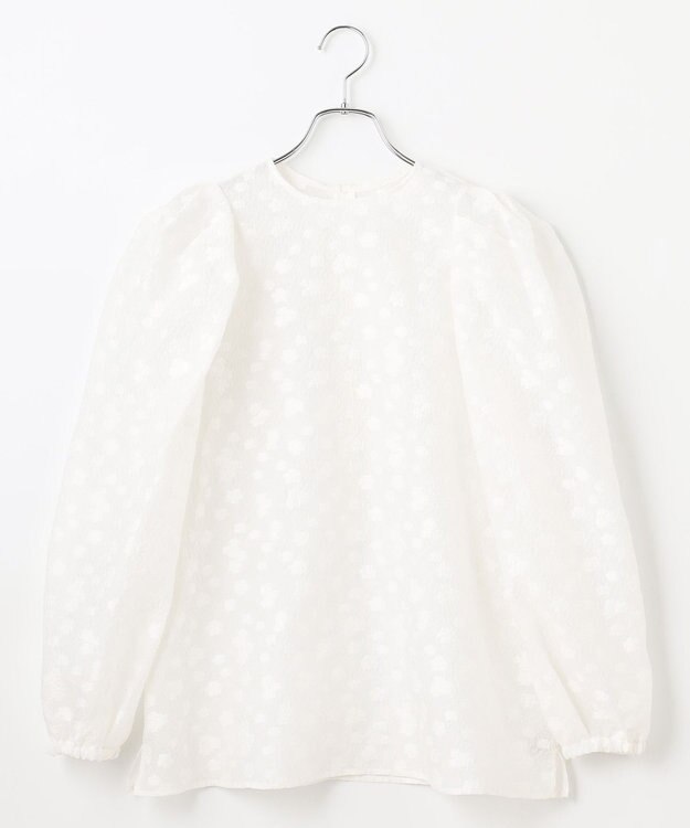 #Newans シアーパフスリーブブラウス ホワイトフラワー