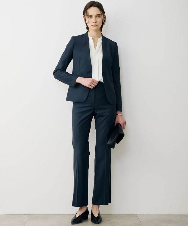 ICB L 【新色追加・セットアップ対応】Bahariye ノーカラージャケット ダークグリーン系