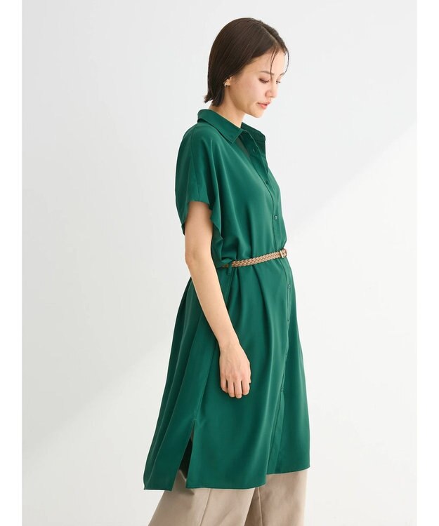 Green Parks ＳＥＴ２点　合皮ベルト＋ミディシャツワンピース Green