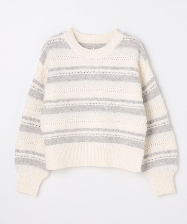 ANY パターンボーダーニット エクリュ系