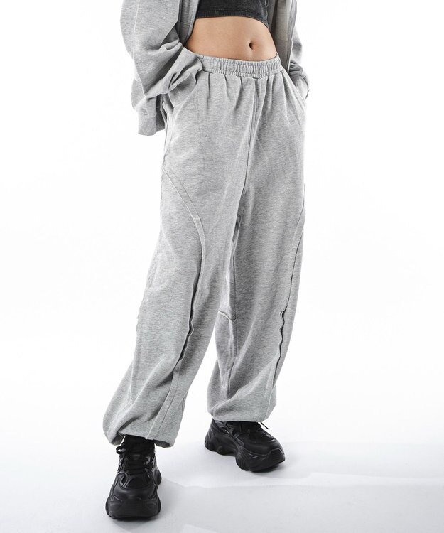 WEGO 【ユニセックス着用ITEM】バルーン3Dスウェットパンツ 杢グレー