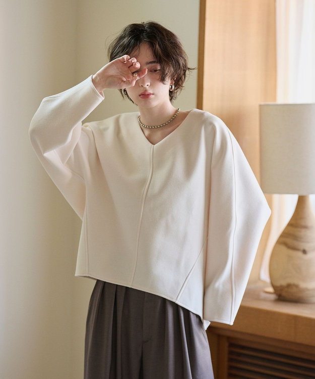 #Newans 【洗濯機可能/セットアップ】コクーンシルエットエアリープルオーバー オフ