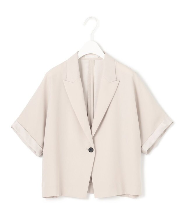 ICB 【UVケア・接触冷感・速乾・防シワ・洗える】 FluidBackSatin クロップドジャケット トープ系