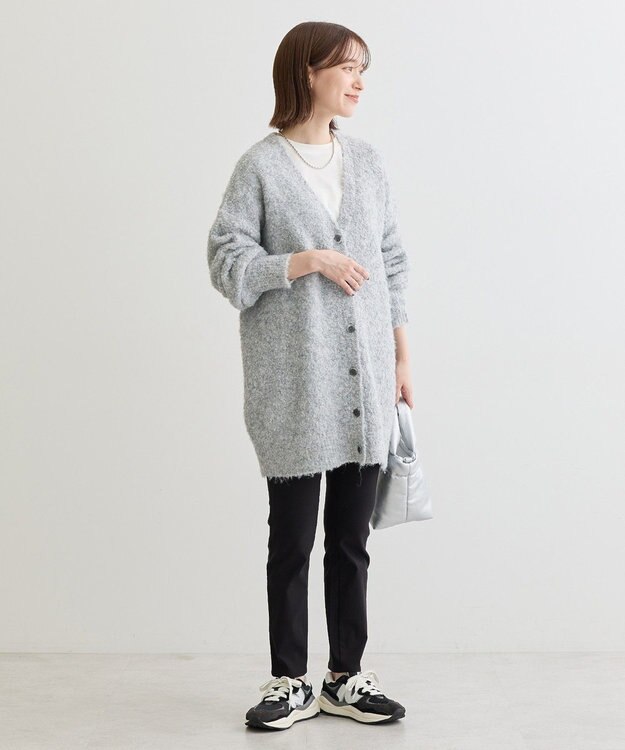 Green Parks ブークレーＶネックミディ丈カーディガン Gray