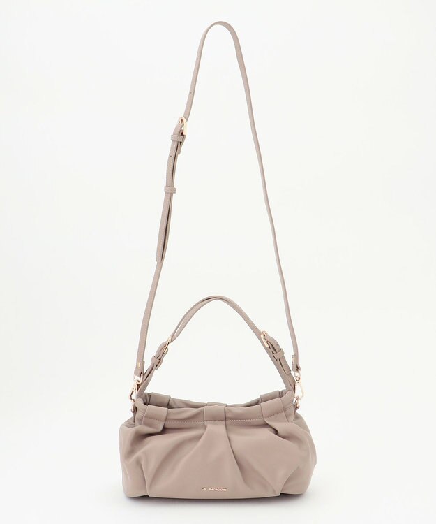 LA BAGAGERIE シープレザー　ギャザーミニバッグ グレージュ