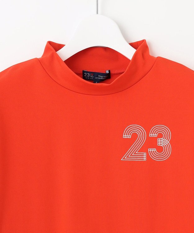 23区GOLF 【WOMEN】新色追加！【吸水速乾/UVカット】フレンチスリーブロゴモックネック オレンジ系