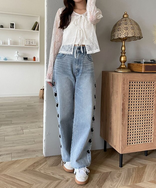 WEGO レースリボンカーディガン ホワイト