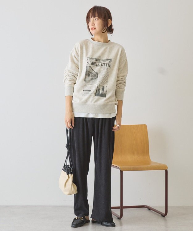 AMERICAN HOLIC News paperスウェット Gray Mixture