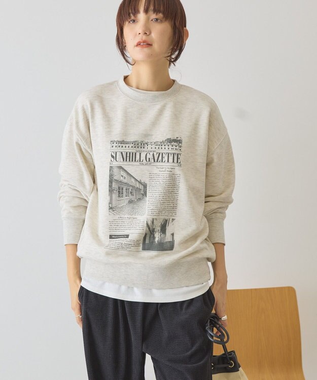 AMERICAN HOLIC News paperスウェット Gray Mixture