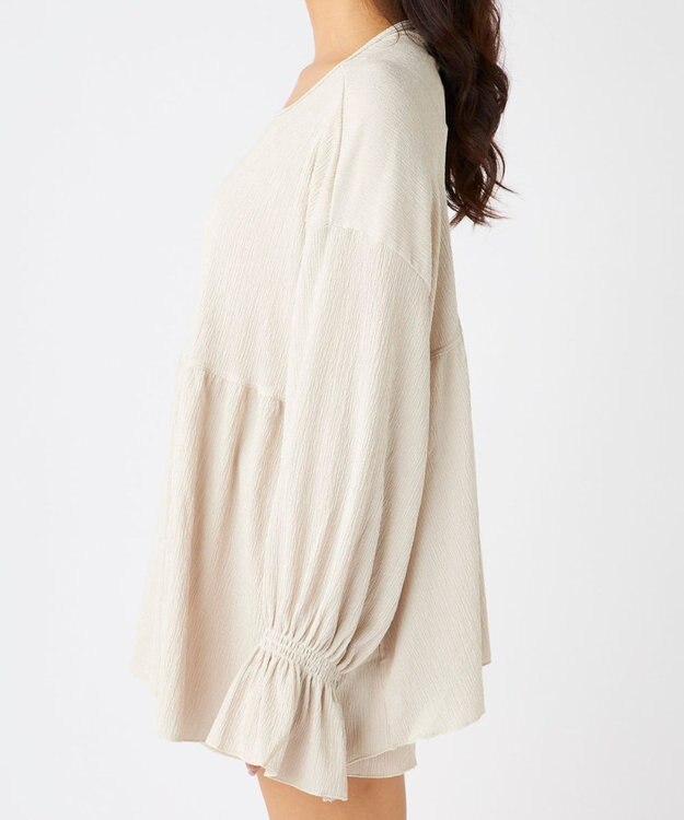 OP／FILA 【Ocean Pacific】ティアードトップス＋ショートパンツ付き 4点セット アイボリー