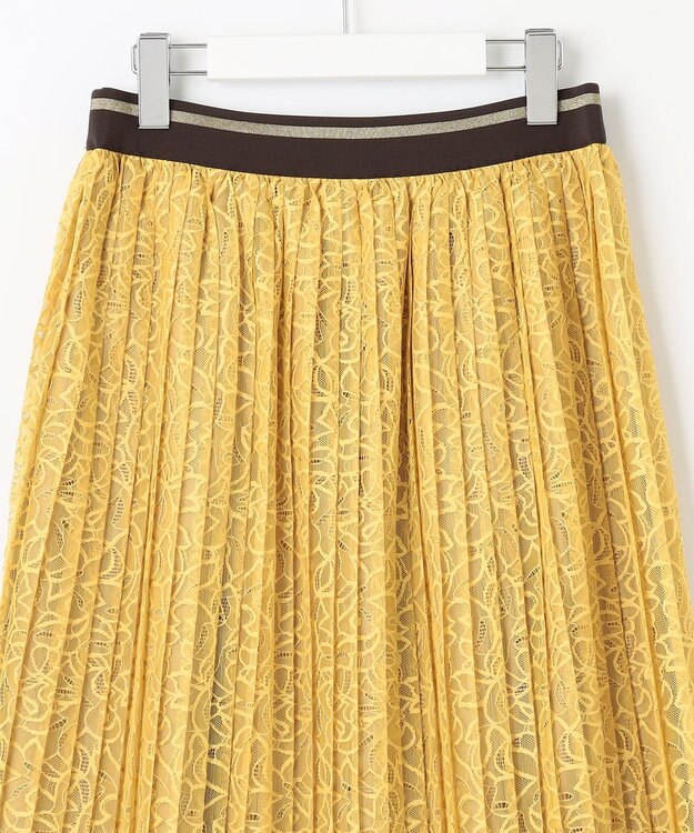 自由区 L 【セットアップ対応・ウエストゴム・洗える】ラッセルレース  スカート イエロー系