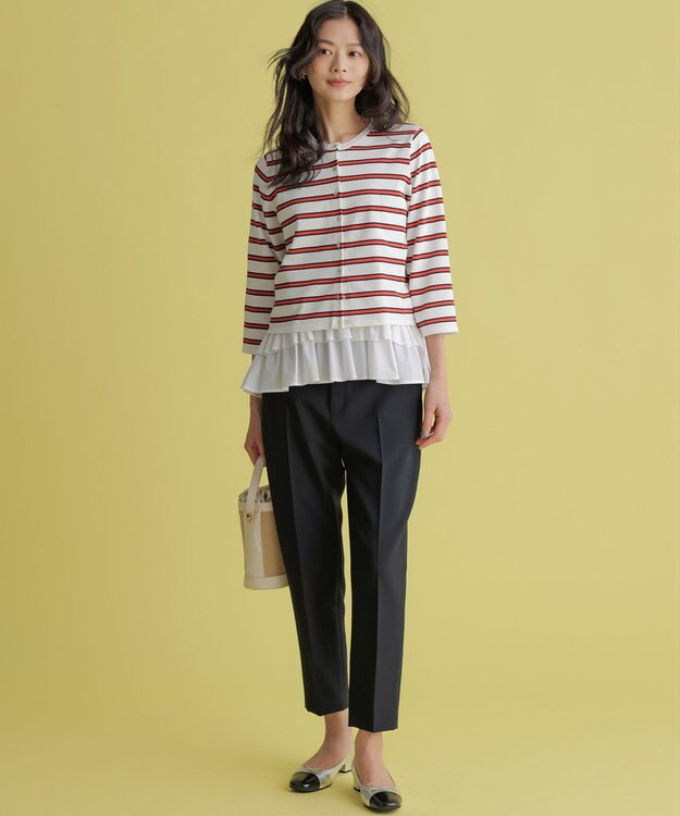 組曲 マイラックカラー カーディガン ボーダー系1