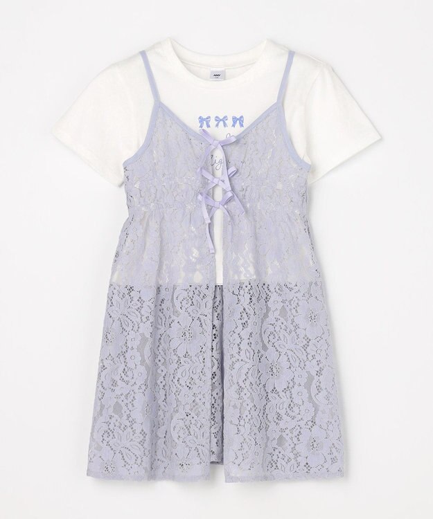 ANY KIDS 【2点セット】Tシャツ×レース キャミソールチュニック ホワイト