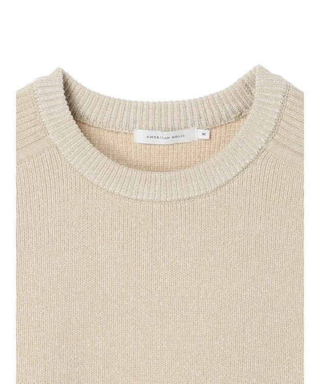 AMERICAN HOLIC クルーネック編み違いニットチュニック Light Beige