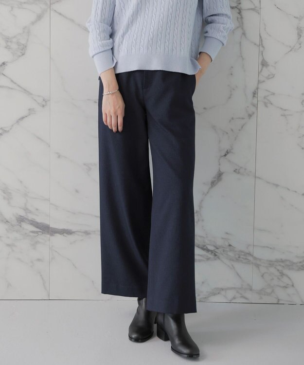 J.PRESS LADIES 【洗える】ツムギート flannel ワイド パンツ ネイビー系