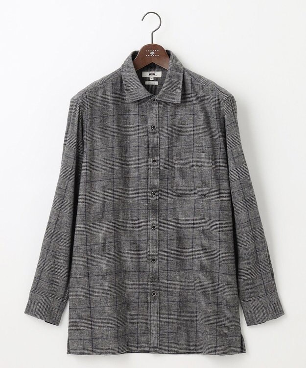 JOSEPH ABBOUD 【キングサイズ・柔らかな肌触り】 オーガニックラフィ グレンチェックシ ャツ ブラック系4