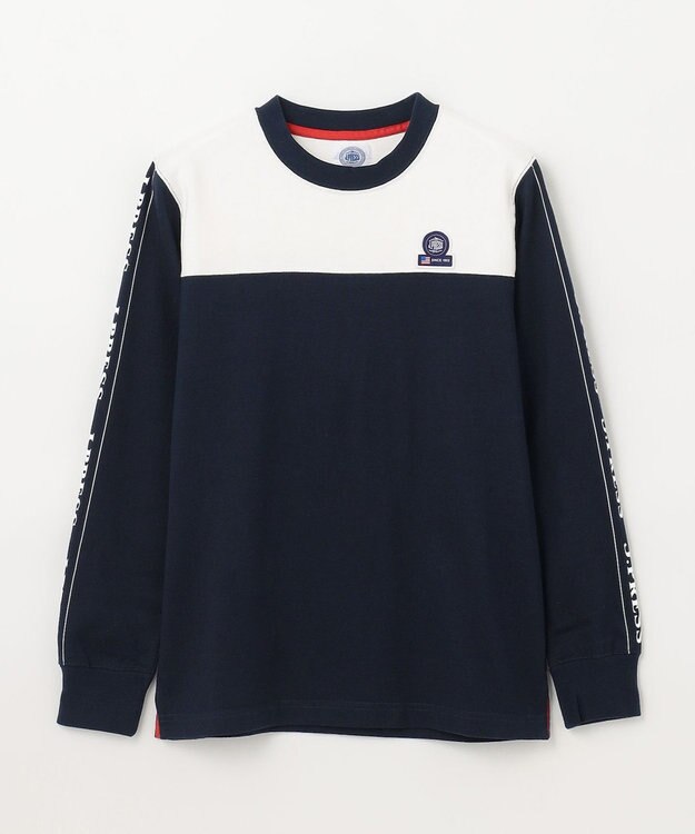 J.PRESS KIDS 【140-170cm】切替×袖プリント 長袖Tシャツ ネイビー系