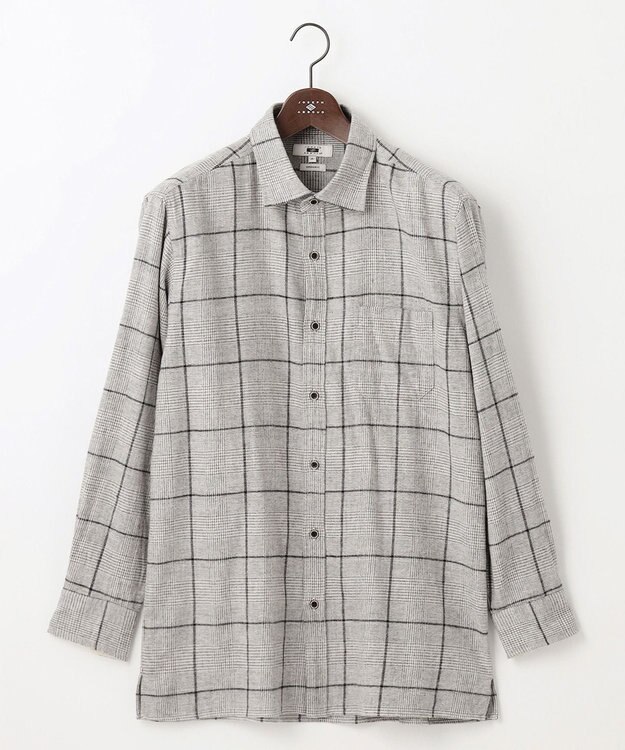 JOSEPH ABBOUD 【キングサイズ・柔らかな肌触り】 オーガニックラフィ グレンチェックシ ャツ ライトグレー系4