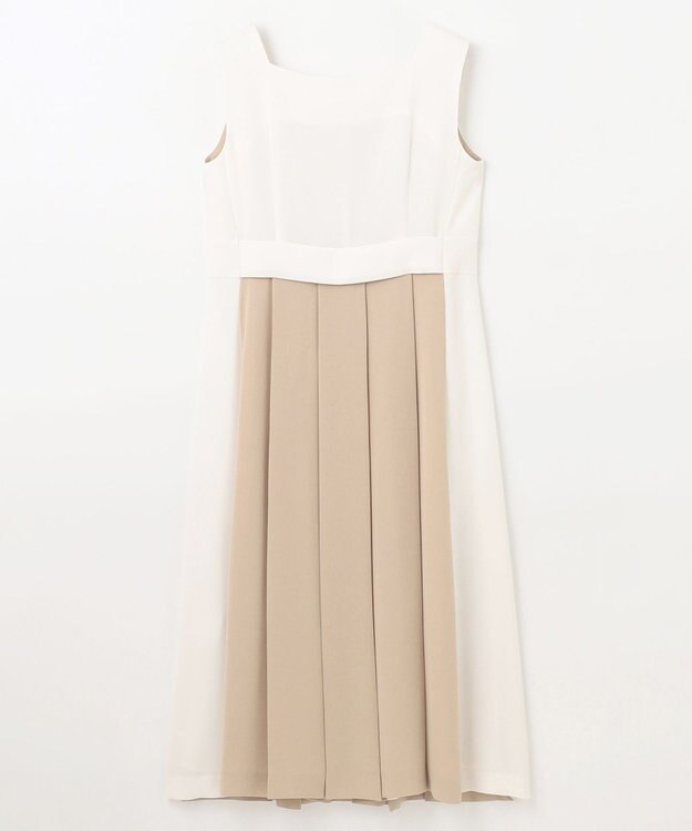 GRACE CONTINENTAL ラインバイカラードレス ベージュ