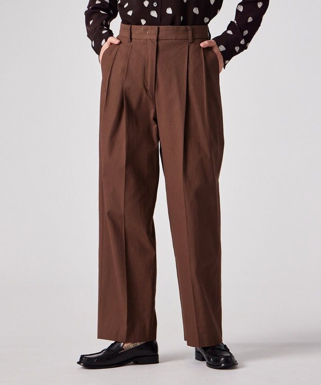 Paul Smith コットンギャバジン タックパンツ チェスナット