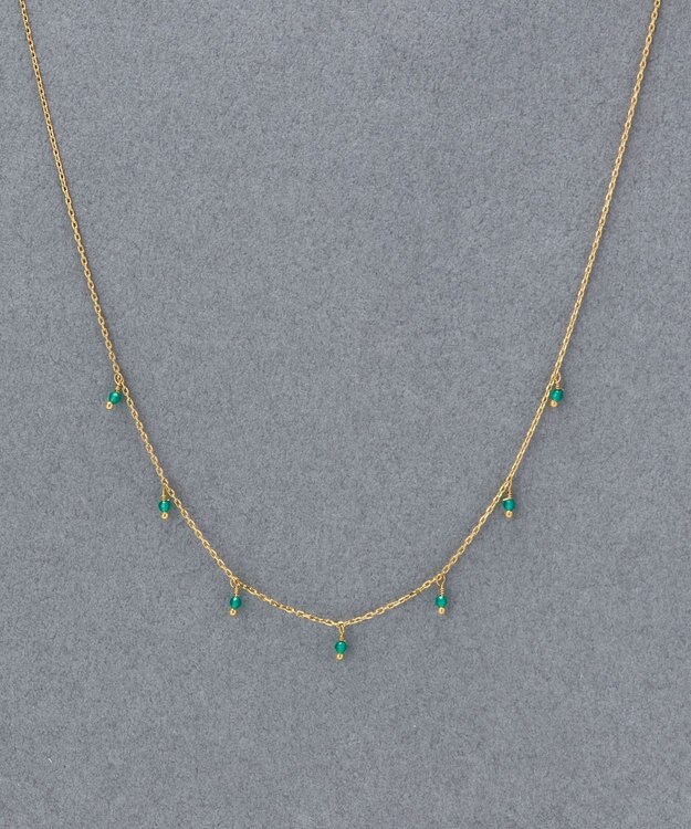 Phoebe 【金属アレルギー対応】カラージェムステーションネックレス/天然石/サージカルステンレス グリーン