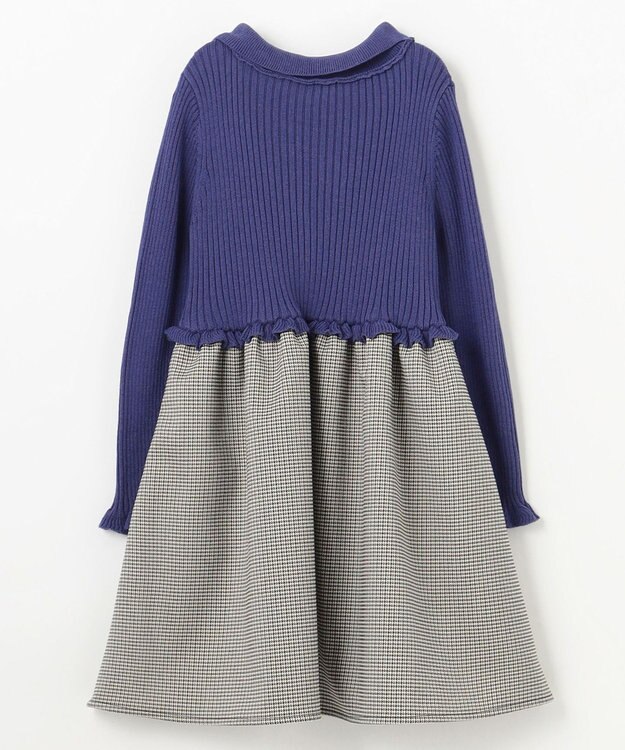 組曲 KIDS 【110-140㎝】千鳥ドッキング ワンピース ダルブルー系