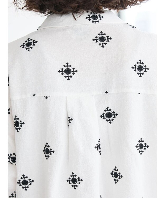 CRAFT STANDARD BOUTIQUE パネル刺繍開襟シャツ Off White